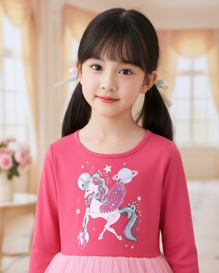 red unicorn patchwork star dress - detail