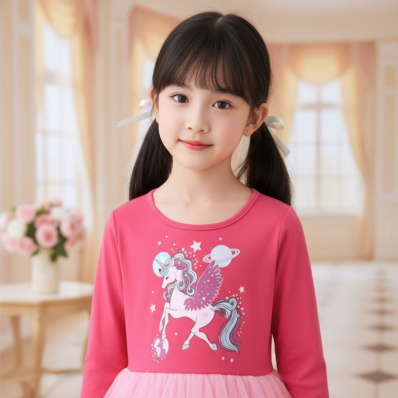red unicorn patchwork star dress - detail