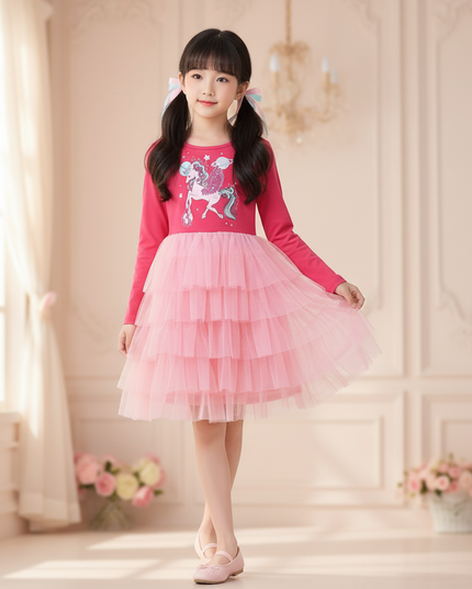 red unicorn patchwork star dress - front