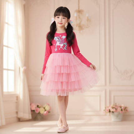 red unicorn patchwork star dress - front
