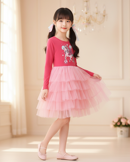 red unicorn patchwork star dress - three-quarter