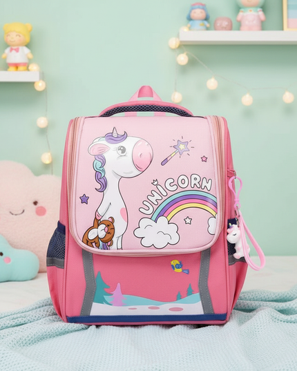 red unicorn school backpack girls - lifestyle