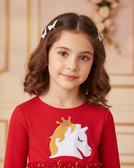 red unicorn star tutu dress - detail