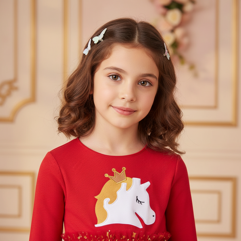 red unicorn star tutu dress - detail