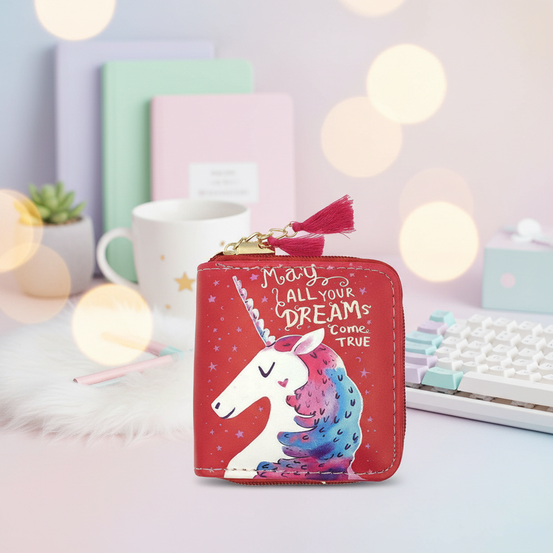 red unicorn wallet - lifestyle