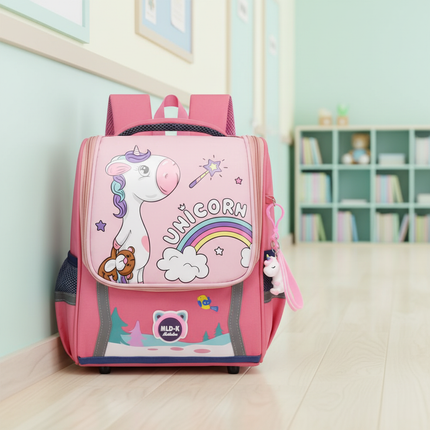 red unicorn waterproof school backpack - lifestyle