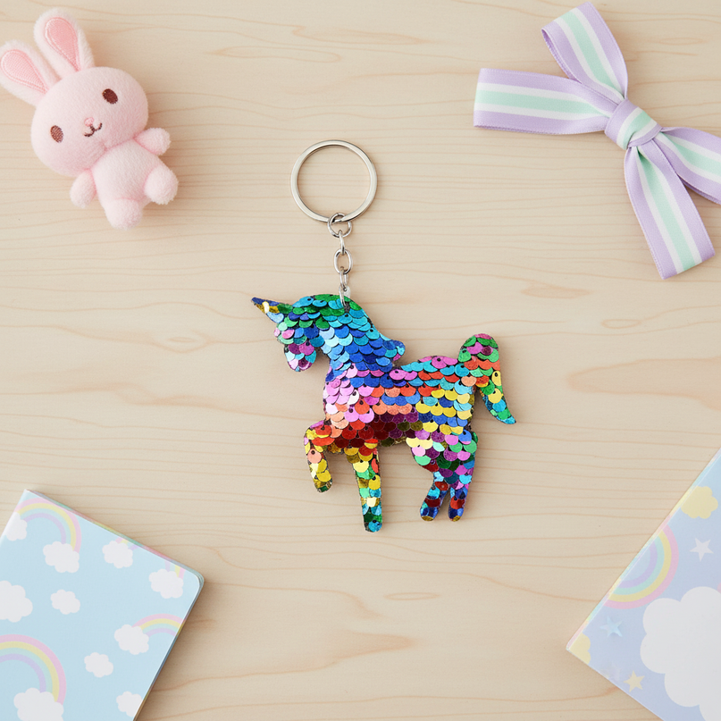 resin unicorn keychain - flat-lay
