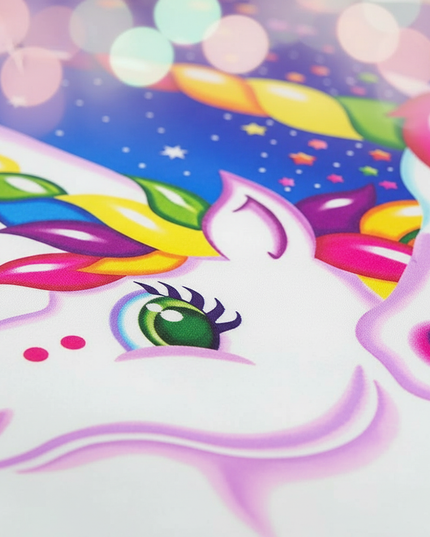 retro neon galaxy unicorn bedding - detail