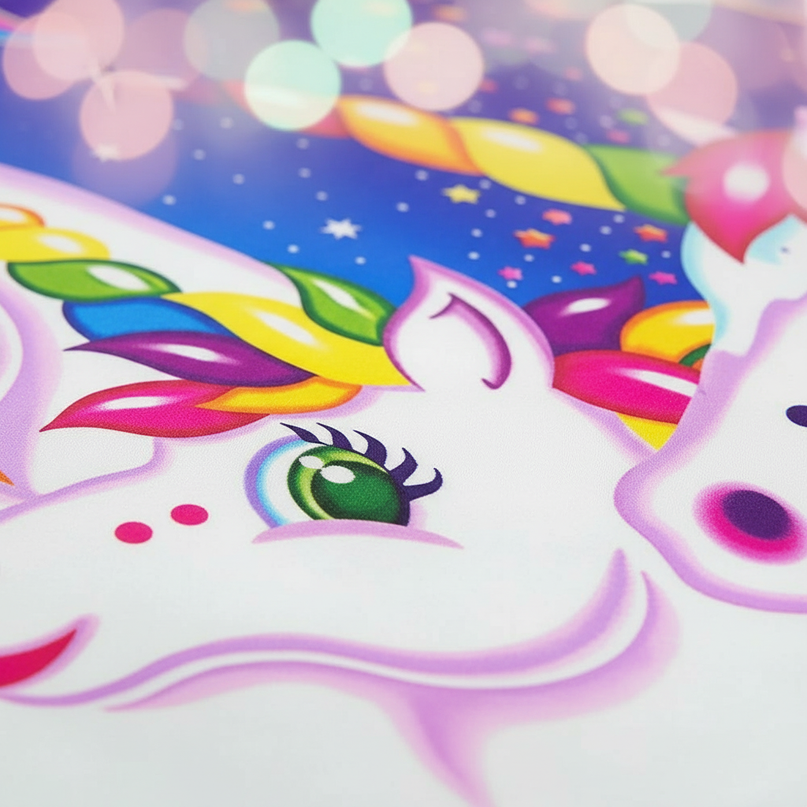 retro neon galaxy unicorn bedding - detail