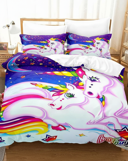 retro neon galaxy unicorn bedding - lifestyle