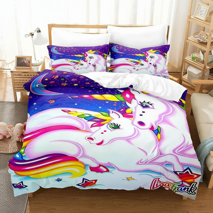 retro neon galaxy unicorn bedding - lifestyle