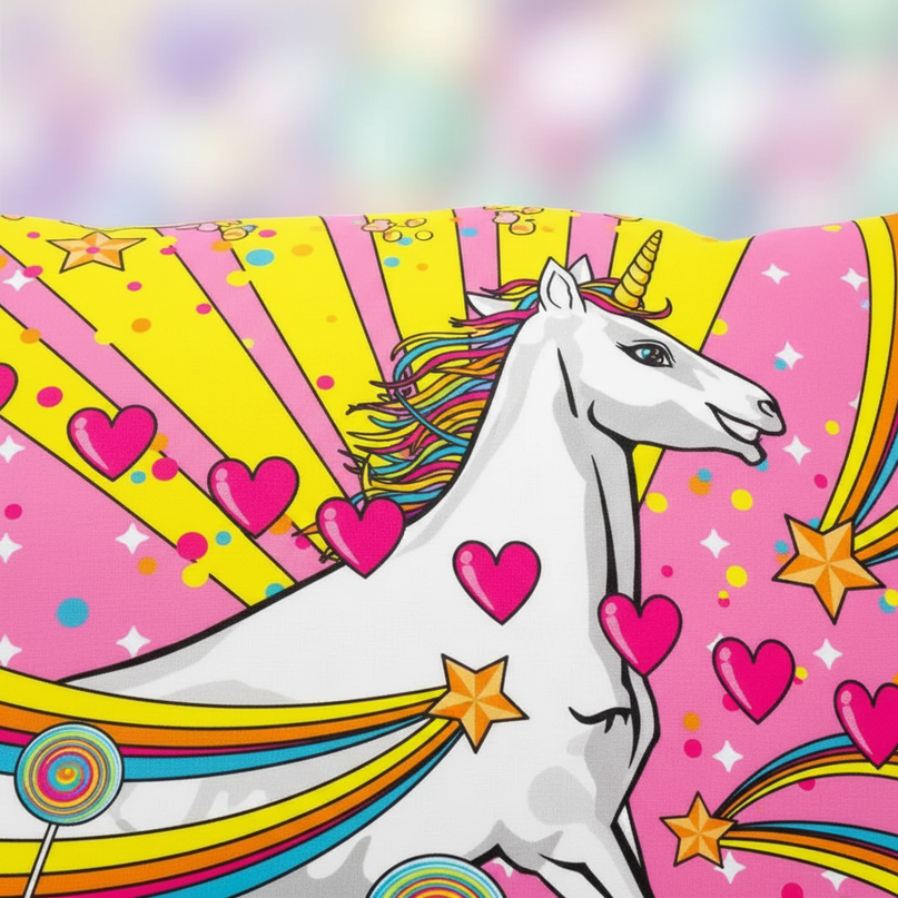 retro unicorn bedding - detail