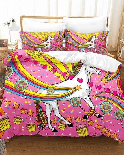 retro unicorn bedding - lifestyle