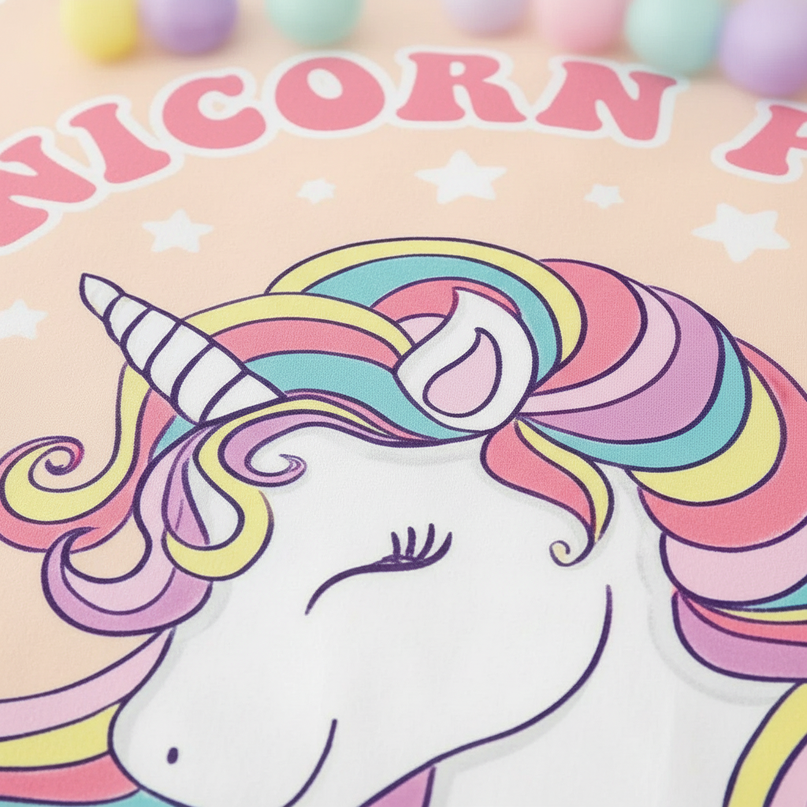 retro unicorn power bedding - detail