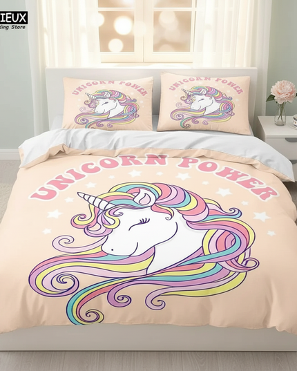 retro unicorn power bedding - lifestyle