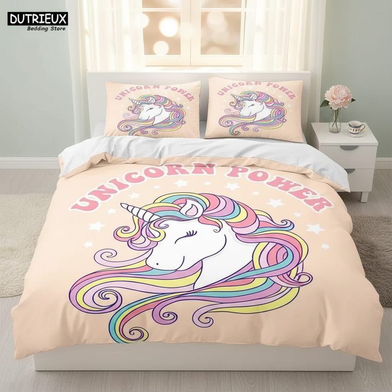 retro unicorn power bedding - lifestyle