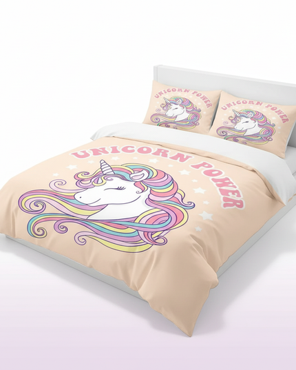 retro unicorn power bedding - white-bg
