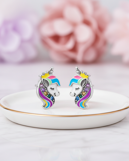 rhinestone unicorn earrings - lifestyle