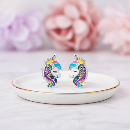 rhinestone unicorn earrings - lifestyle