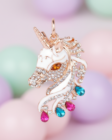 rhinestone unicorn necklace - detail