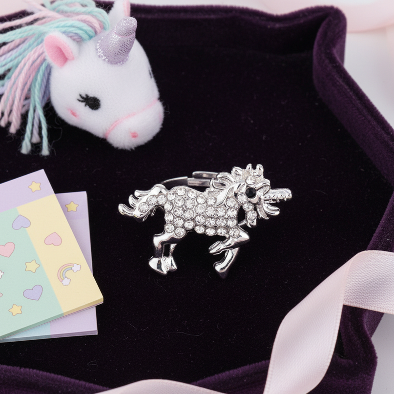 shiny unicorn ring - flat-lay