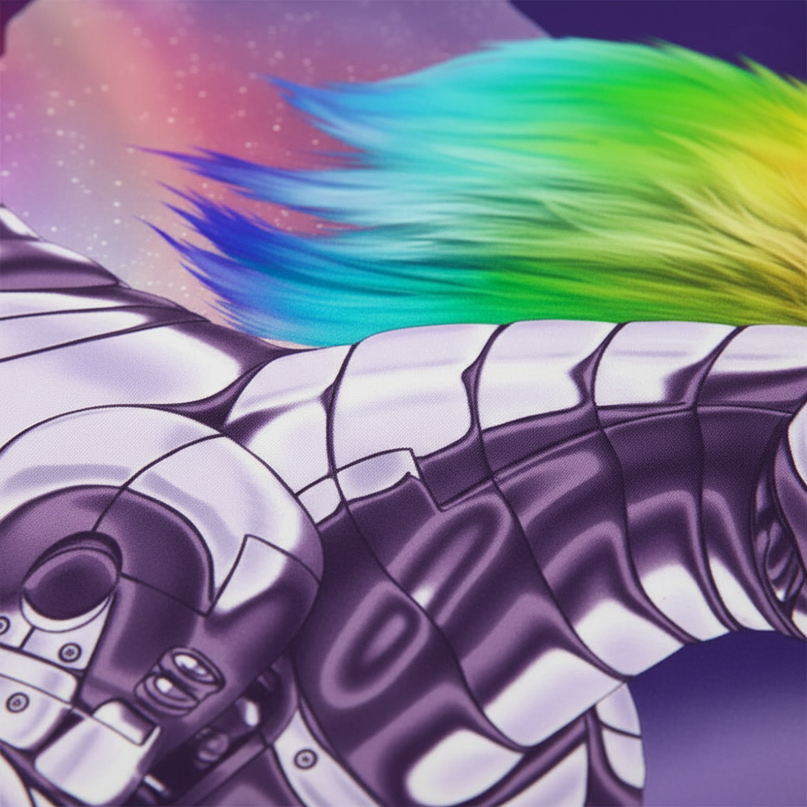 robot unicorn bedding - detail