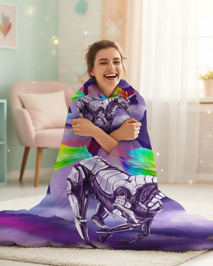 robot unicorn bedding - in-use