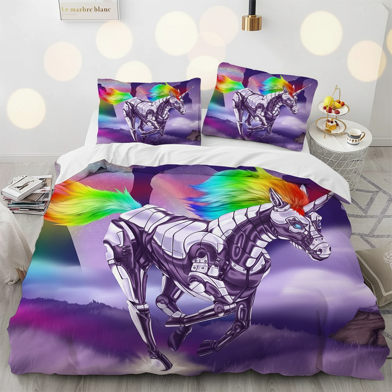 robot unicorn bedding - lifestyle