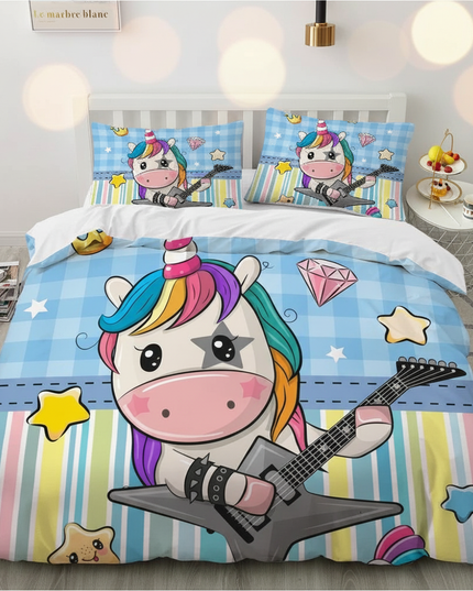 rock guitar unicorn bedding - lifestyle