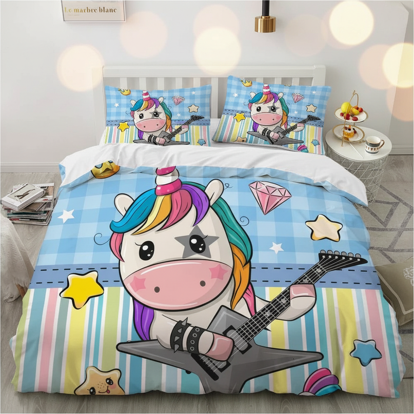 rock guitar unicorn bedding - lifestyle