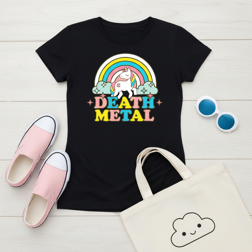 rock unicorn shirt - flat-lay