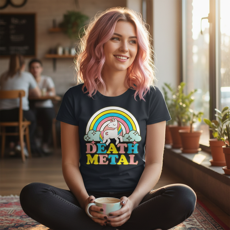 rock unicorn shirt - in-use