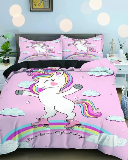 roller skating unicorn bedding - lifestyle