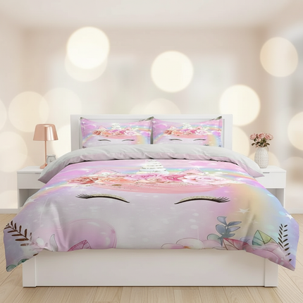 rose gold unicorn bedding - lifestyle