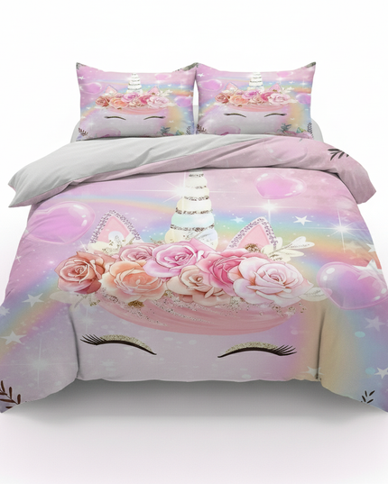 rose gold unicorn bedding - white-bg
