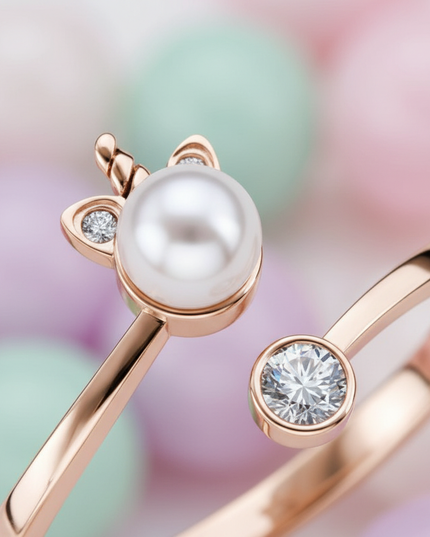 rose gold unicorn ring - detail