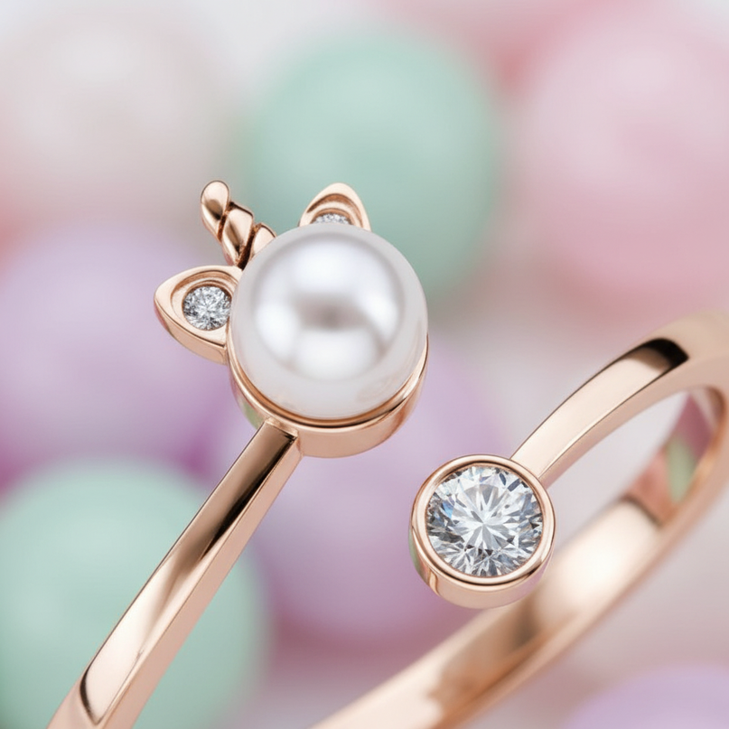 rose gold unicorn ring - detail