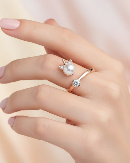 rose gold unicorn ring - in-use