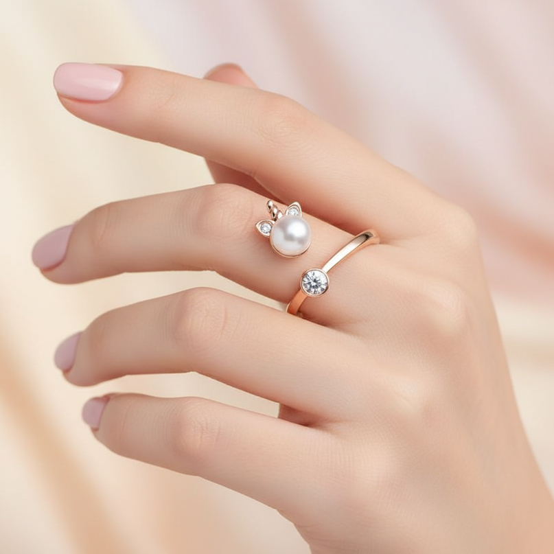 rose gold unicorn ring - in-use