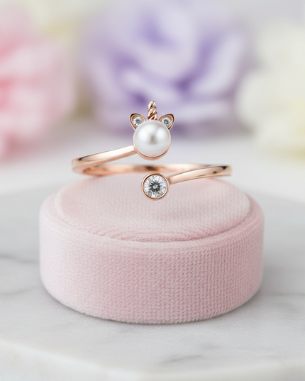 rose gold unicorn ring - lifestyle