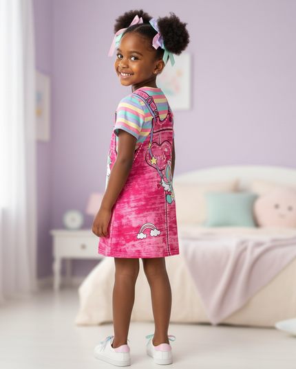 rose red unicorn dress girls - back