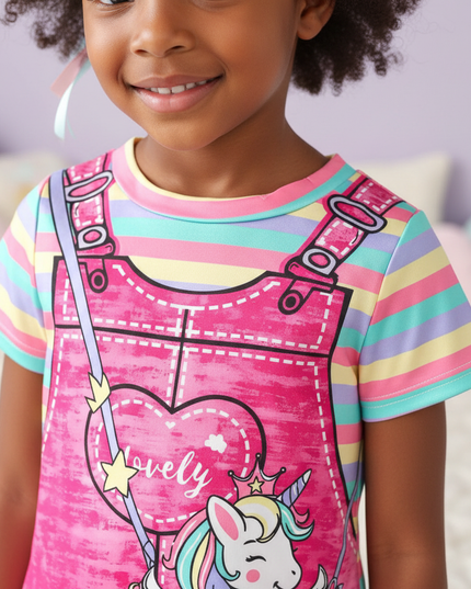 rose red unicorn dress girls - detail