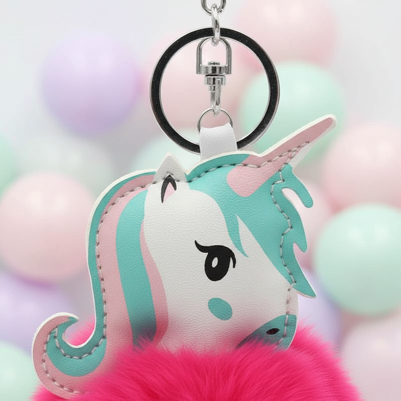 rose unicorn keychain - detail