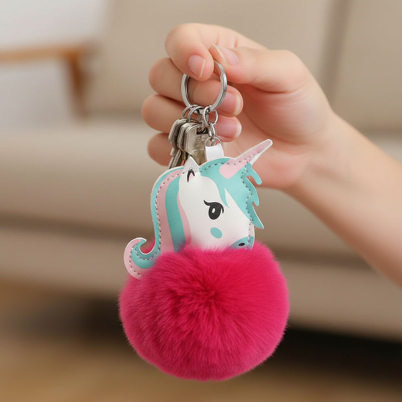 rose unicorn keychain - in-use