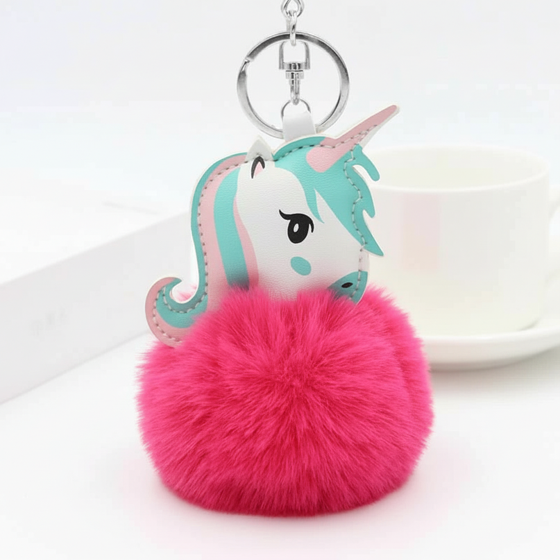 rose unicorn keychain - white-bg