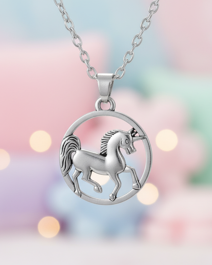 round unicorn necklace - lifestyle