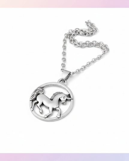 round unicorn necklace - white-bg