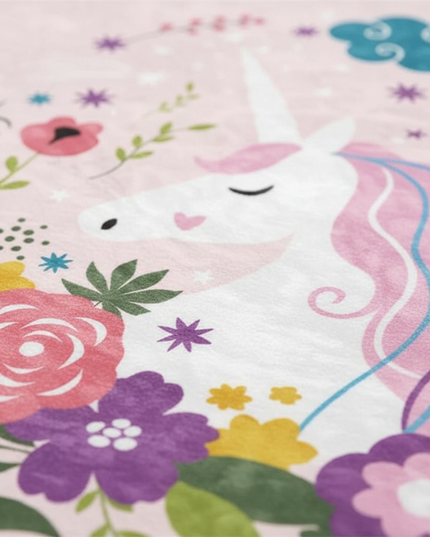 round unicorn rug - detail