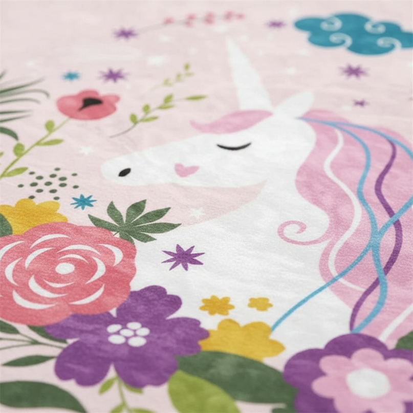 round unicorn rug - detail