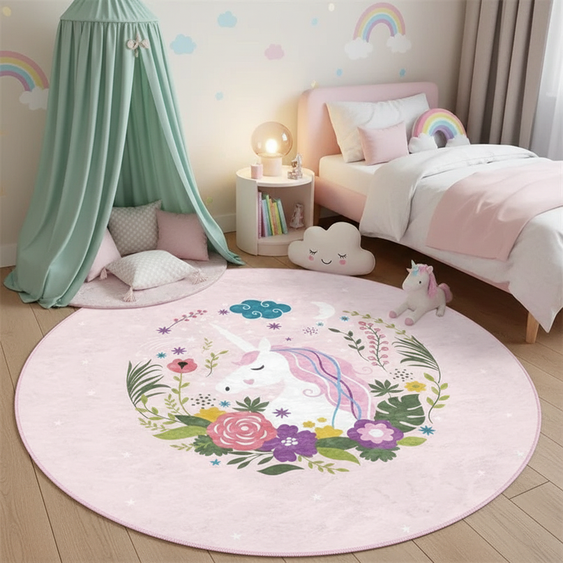 round unicorn rug - lifestyle
